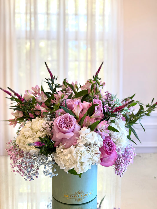 Blossom Symphony – Luxury Hatbox Arrangement